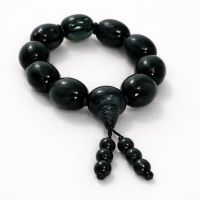 Qara parlaq təsbeh qolbaq obsidian effektli 15 sm